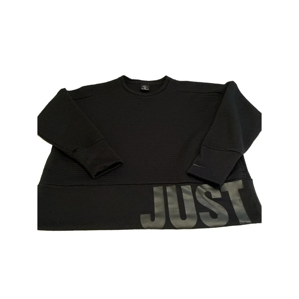 Nike Dri Fit Training Cropped Sweatshirt Just Do It Black Women's Large